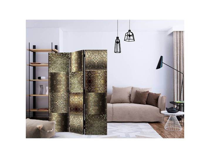 Paravent Metal Plates Polaire Doré 135 x 172 x 3cm 3 éléments