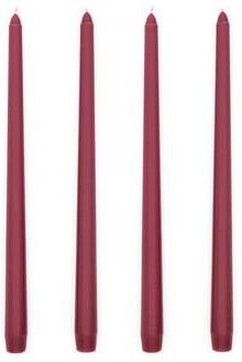 On Spot Shop Long Burning Taper Candles, 4 Pack, Dripless Smokeless Unscented, For Home Interior And Valentine's Decor carmine