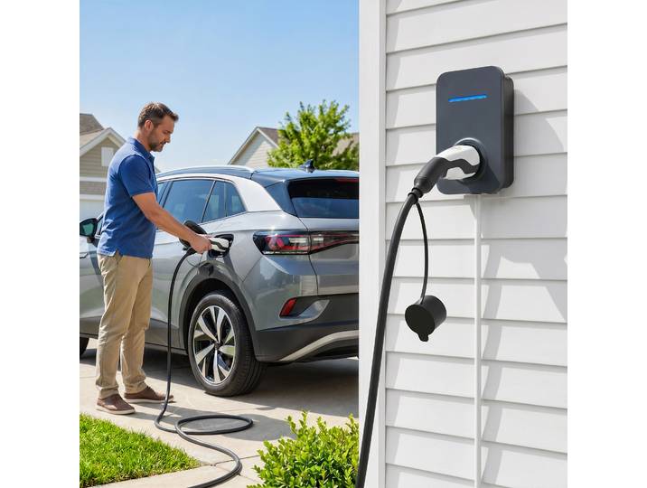 HOMCOM Câble EV Type 2 11kW 16A Triphasé 5m Voiture Rechargeable