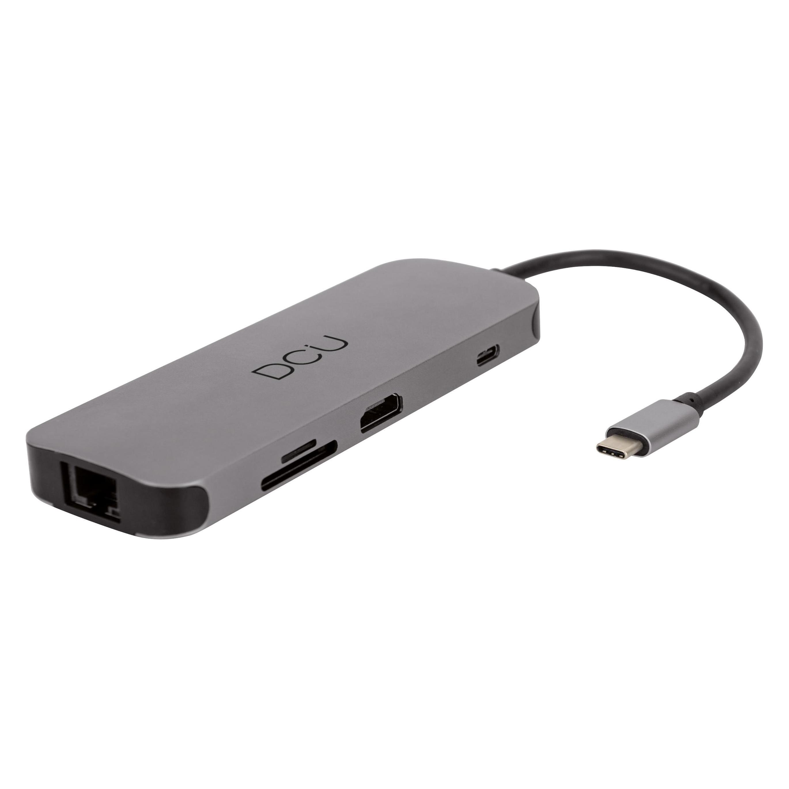 DCU Tecnologic USB HUB C TO HDMI 3USB 3.0 RJ45 LECTOR TARJ + PD + 3.5MM JACK (USB-C, 8 Ports) (391166)