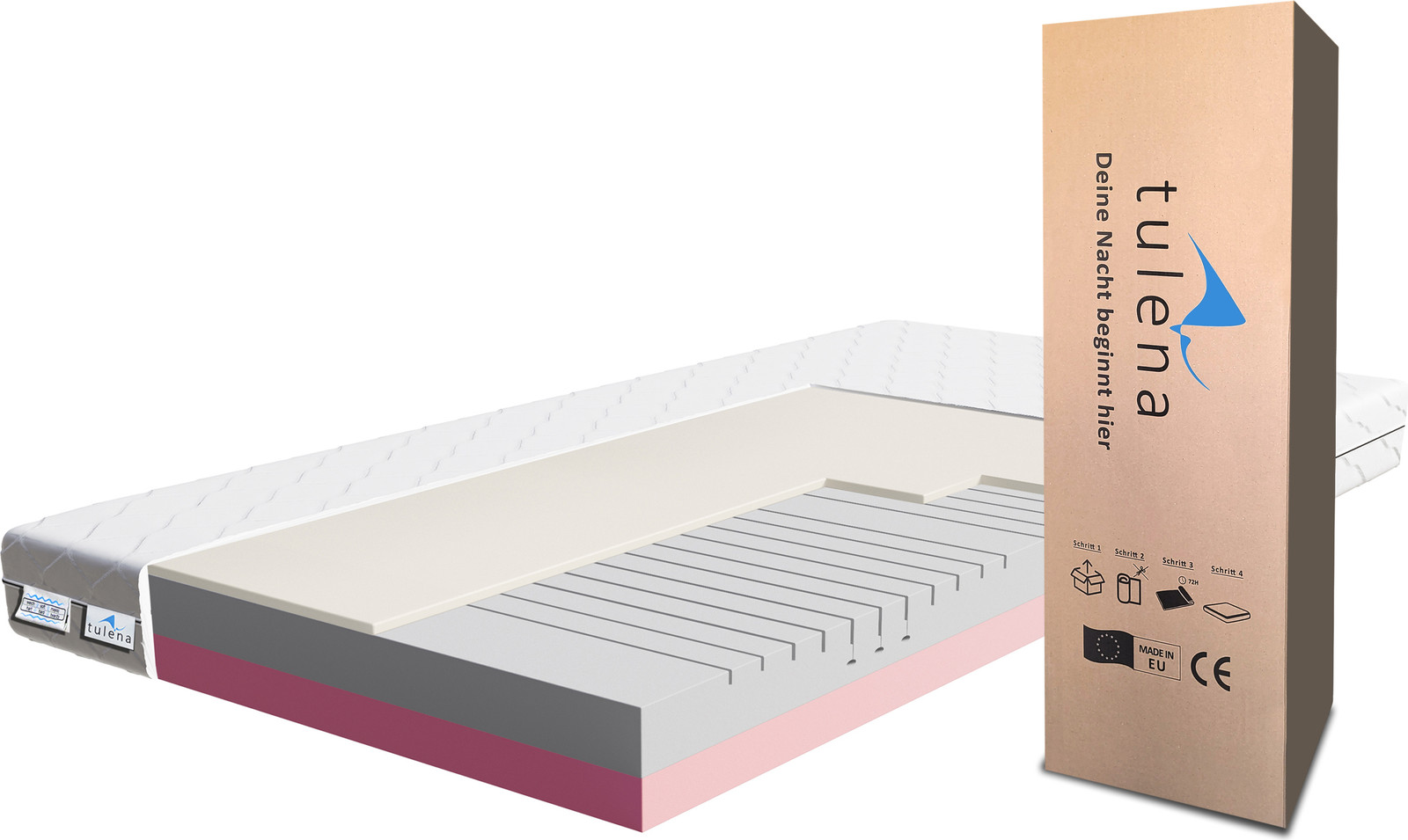 Matras TULENA met comfortschuim, medium-hard / hard, H4 / H5, 140 x 200 cm, dubbelzijdig met antibacteriële ritsbare hoes