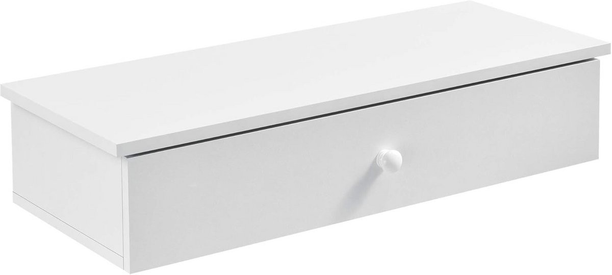 Stijlvolle wandplank met opbergvak en deur - Wit