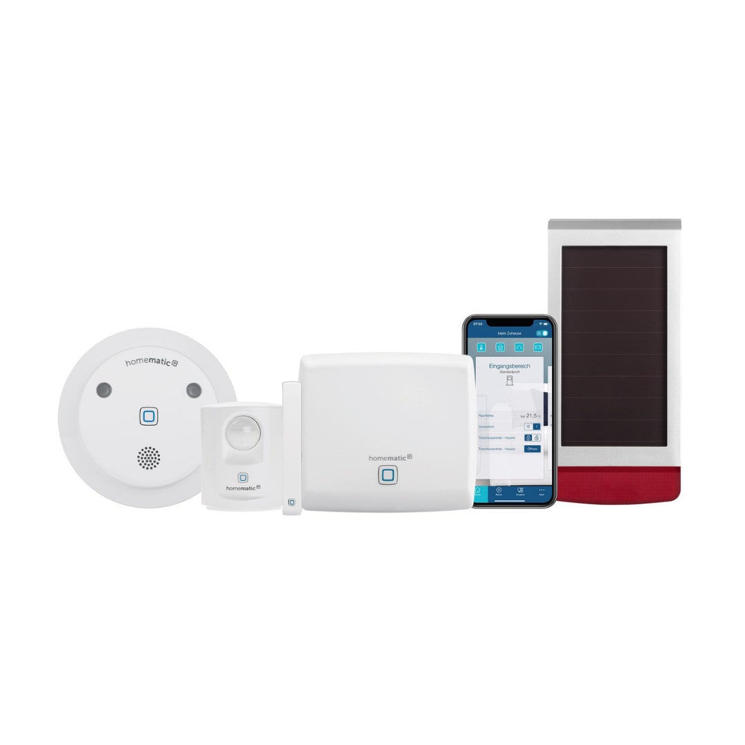 Homematic IP Starter Set Alarm Plus HmIP-SK7 • mit zusätzlicher Solar-Außensirene 5C23-08K+5C23-037