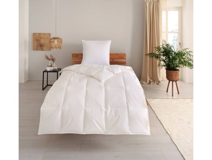 Daunenbettdecke GOODPRODUCT Jannika , weiss (weiß), B:155cm L:220cm, Bezug: 100% Baumwolle. Füllung: 80% Daunen, 20% Entenfeder, Bettdecken, Daunenbettdecke, plastikfreie Verpackung