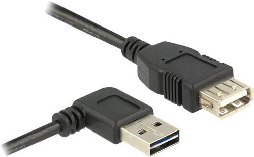Delock USB-Kabel USB 2.0 USB-A Stecker, USB-A Buchse 1.00m Schwarz beidseitig verwendbarer Stecker, vergoldete Steckkontakte