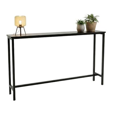 IvoQ Schmaler Konsolentisch Industrie - Wandtisch - Schwarzes Metall & Holz - 120x20x65 cm