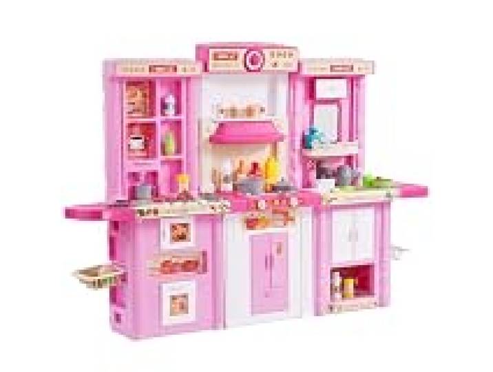VEVOR Cuisine pour Enfants, Ensemble Cuisine 3 en 1 pour Tout-Petits avec pulvérisation simulée, Sons, lumières, Accessoires de Cuisine 74 PCS pour Enfants d'âge préscolaire, Enfants 3-8 Ans, Rose
