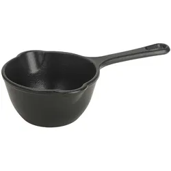 Victoria Stielkasserolle Gusseisen Emailliert, Induktion Saucentopf 0,4 L Grill und Ofen, VIC-34870, Schwarz