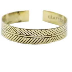Brass Tibetan Bracelet - Wide Tribal Leaf