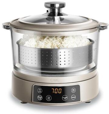 COOK WITH COLOR 3L Glass Low Carb Rice Cooker Holds 2 Cups Raw/Makes 6 Cups Cooked with Auto Lift Filter Basket Digital Panel