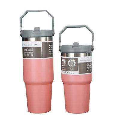 Uplifted Trends Insulated Stainless Steel Tumbler With Straw For Car And Travel pink 600ml