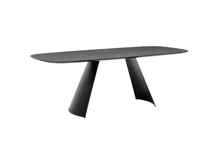 Musterring Esstisch, Schwarz, Goldbraun, Keramik, bootsförmig, Wange, 100x76x220 cm, in verschiedenen Größen und Holzarten erhältlich, Esszimmer, Tische, Esstische, Esstische Keramik