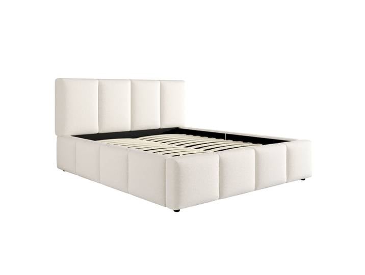Lit double en polyester beige 180 x 200 cm