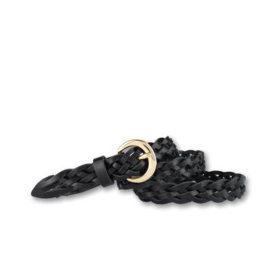Flechtgürtel BERND GÖTZ "Flechtgürtel mit Goldschließe in Hufeisenform", Damen, Gr. 90, schwarz, Rindsleder, Gürtel