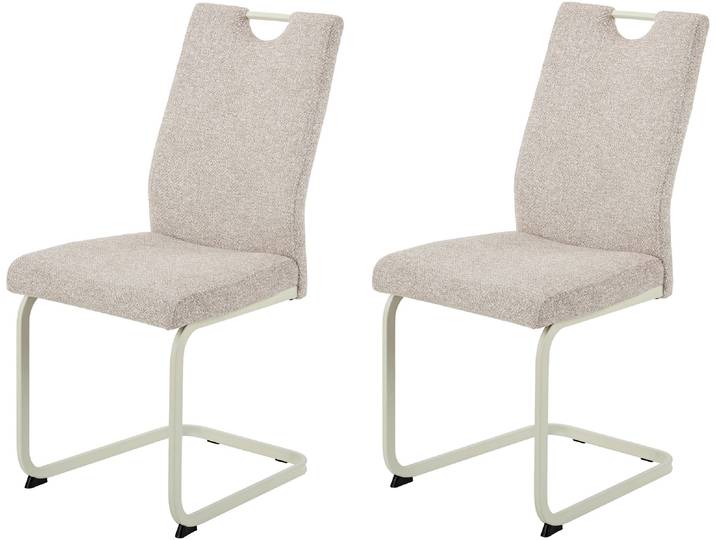 Freischwinger HELA TIVOLI , beige (creme, perlweiß, perlweiß, creme), B:43,5cm H:97cm T:60,5cm, Metall, Polyester, Stoff, Stühle, Freischwinger, Freischwinger, Gestell Perlweiß, mit Griff, 140kg belastbar