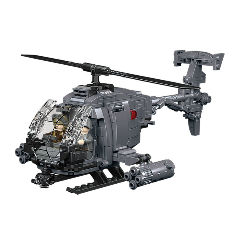 CAYI AH-6I bewapende helikopter bouwstenenset met 400 stuks voor hobbybouwers