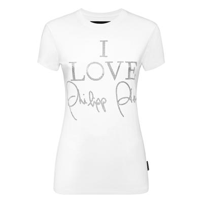 T-Shirt PHILIPP PLEIN "Slim-Fit-T-Shirt", Damen, Gr. XS, 01, weiß, Obermaterial: 100% Baumwolle, Shirts T-Shirt