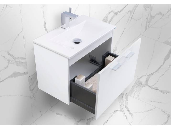 Gästebad 60 cm Intarbad Slide, Unterschrank mit Waschbecken 60x35 cm, Made in Germany