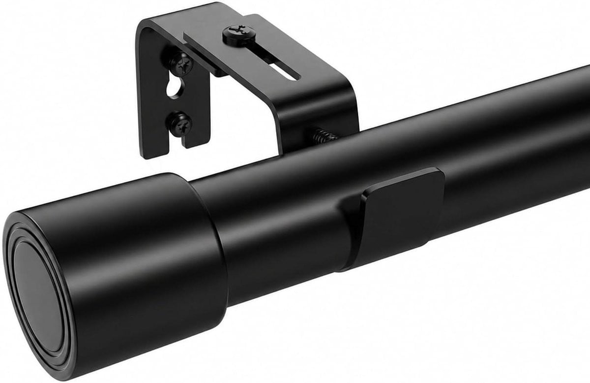 Gordijnroede Zwart Mat - Telescopische Gordijnstang voor Raambekleding - 84-290 cm