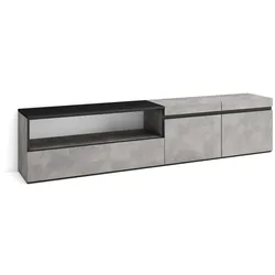 SKRAUT HOME Wohnzimmer-TV-Schrank, Viel Stauraum, 200x35x45cm, Für TV-Geräte bis 80“, Wohnzimmermöbel, Moderner Stil, Zementgrau _ 51_1