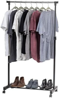 No Single Rod Height Adjustable Clothes Rack with Lockable Wheels