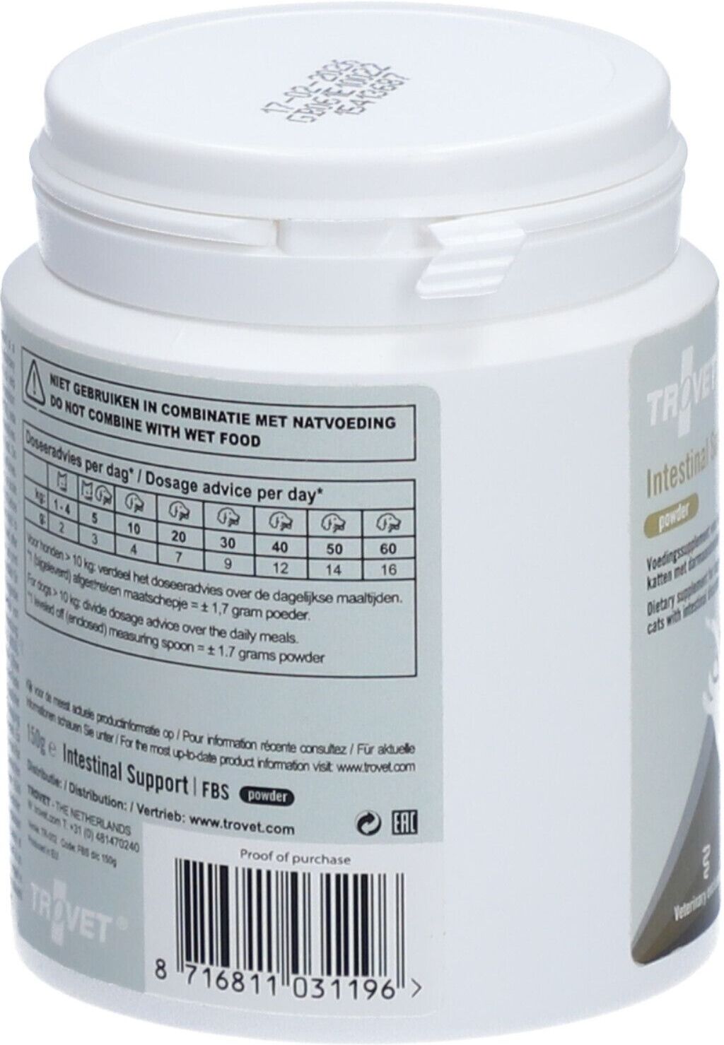 Trovet Intestinal Support FBS Hond en Kat 150 g Pulver