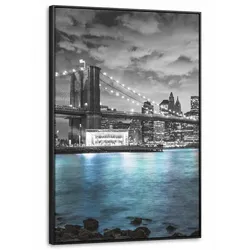 LEINWAND Bilder mit Rahmen - New York - Skyline - Stadt - Blau - 100x150