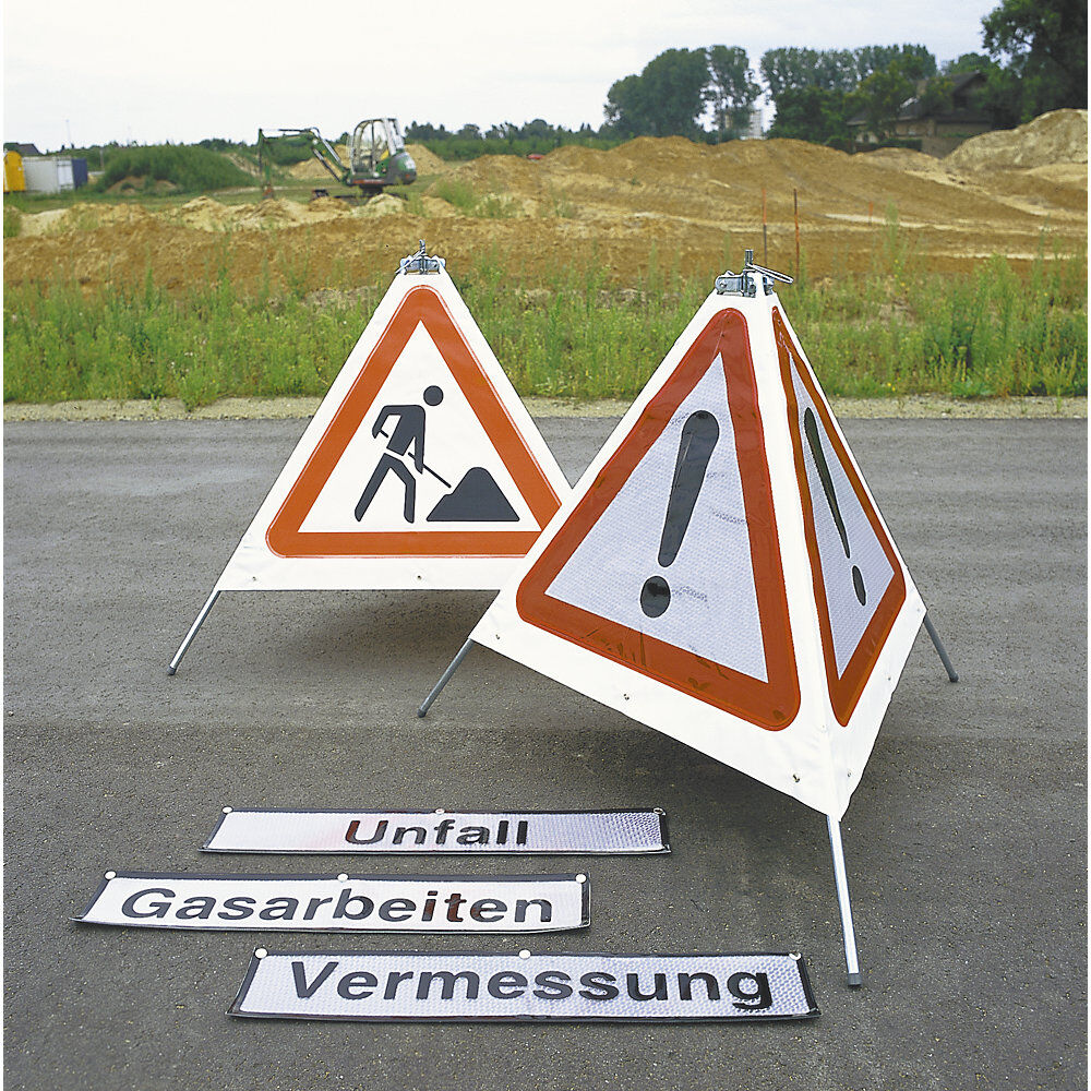 Faltsignal, dreibeinig, Motiv Baustelle, retroreflektierend, 700 mm Moravia