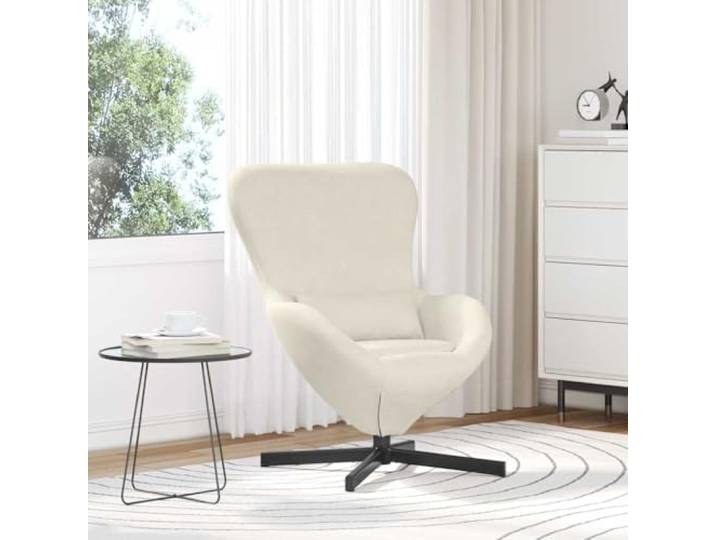 NLQMSU Sessel, Ei, cremefarben, 63 x 73 x 90 cm, Velours, drehbar, für Modernes Design, um 360° drehbare Sitzfläche, weicher Samt, Stahlbeine, einfache Reinigung durch Absaugen