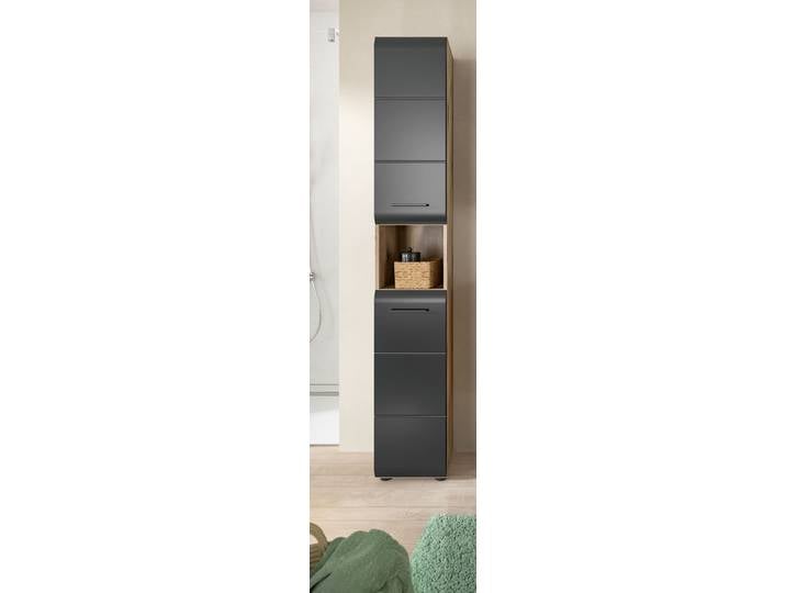 Armoire Amethian 30cm Bois/Noir/Noir mat