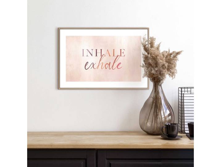 Bild mit Rahmen REINDERS Inhale Exhale , beige (farbe bild(er): beige), B:30cm H:20cm T:1,6cm, Holzwerkstoff, Bilder, Bild mit Rahmen