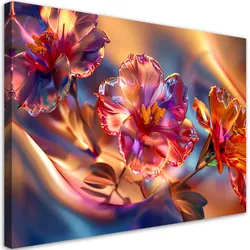 LEINWANDBILD Glänzende Glasblumen auf Leinwand 100x70cm