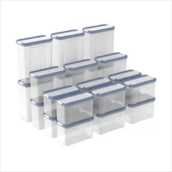 Rotho DOMINO SET 24-er Foodkeeper, Vorratsbehälter, Blau, Transparent