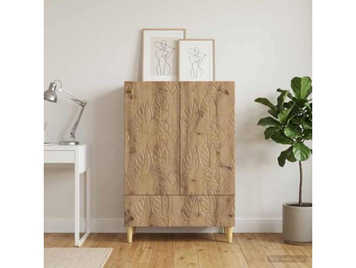 KTHLBRH Sideboard Eiche Handwerk 66 x 34,5 x 95 cm Technisches Holz, 1 Schublade, 1 Einlegeboden, 2 Türen, 60 kg Kapazität, Montage erforderlich