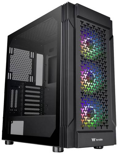 Thermaltake CA-1W2-00M1WN-01 Midi-Tower PC-Gehäuse Schwarz 3 Vorinstallierte LED Lüfter, LCS Kompatibel, Seitenfenster, Für DIY