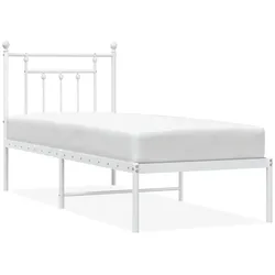vidaXL Metallbett ohne Matratze mit Kopfteil Weiß 75x190 cm