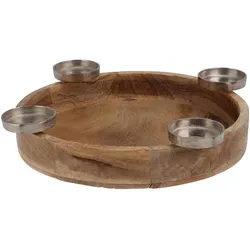 Nampook, Kerzenständer, Exquisites Kerzenhalter-Tablett aus Mangoholz. Kerzenhalter-Ring für 4 Teelichter