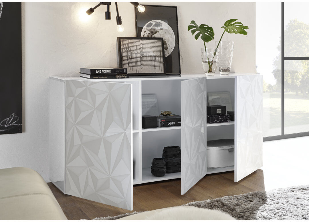 17 Stories Tamija 181 cm W Sideboard White Gloss 84cm H X 181cm W X 42cm D