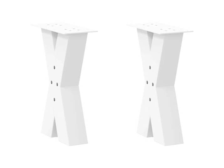 hliofuir Couchtischbeine 2er Set X-Form Weiß 38x43 cm Metall Robuste Metallbeine im X-Design für DIY Couchtische und Bänke im Wohnzimmer. Inklusive Höhenverstellung und Schrauben.