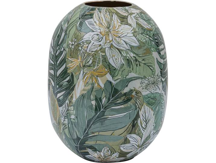 Tischvase CREATIV HOME Vase , grün, H:24cm Ø:18cm, Vasen, Tischvase, mit floralem Dekor