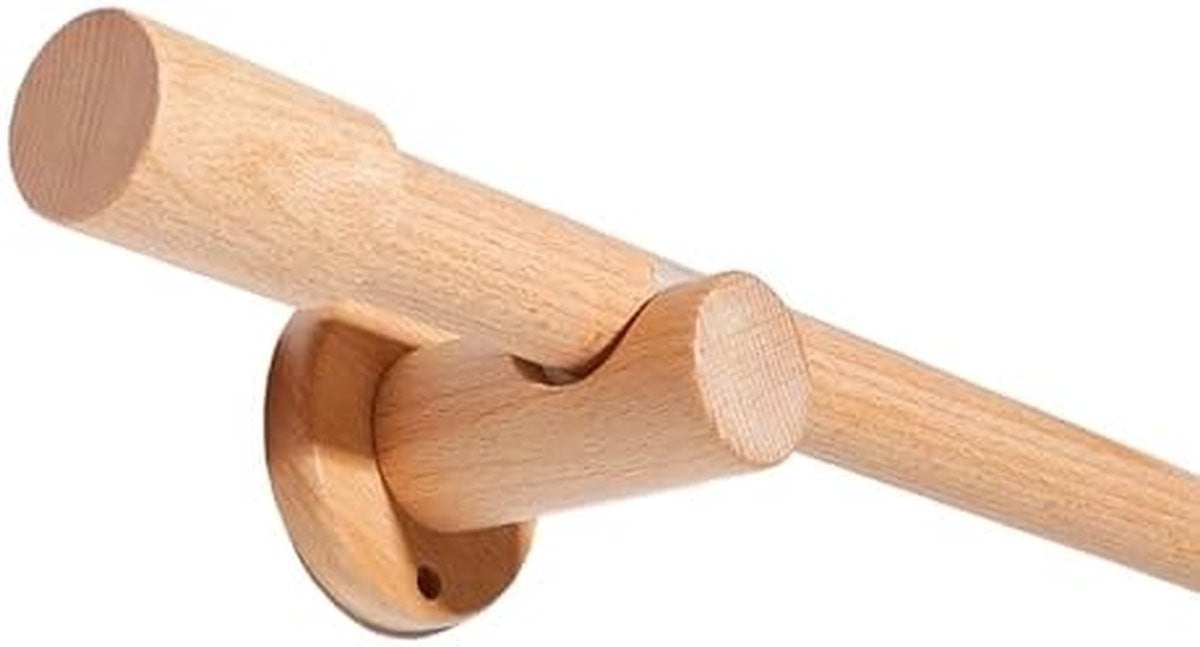 Gordijnroede Set van Massief Hout in Houtkleur, 180 cm