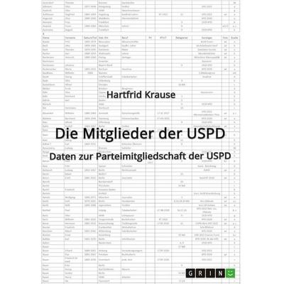 Die Mitglieder der USPD. Daten zur Parteimitgliedschaft der USPD, Taschenbuch von Hartfrid Krause, GRIN, 978-3-346-79314-0