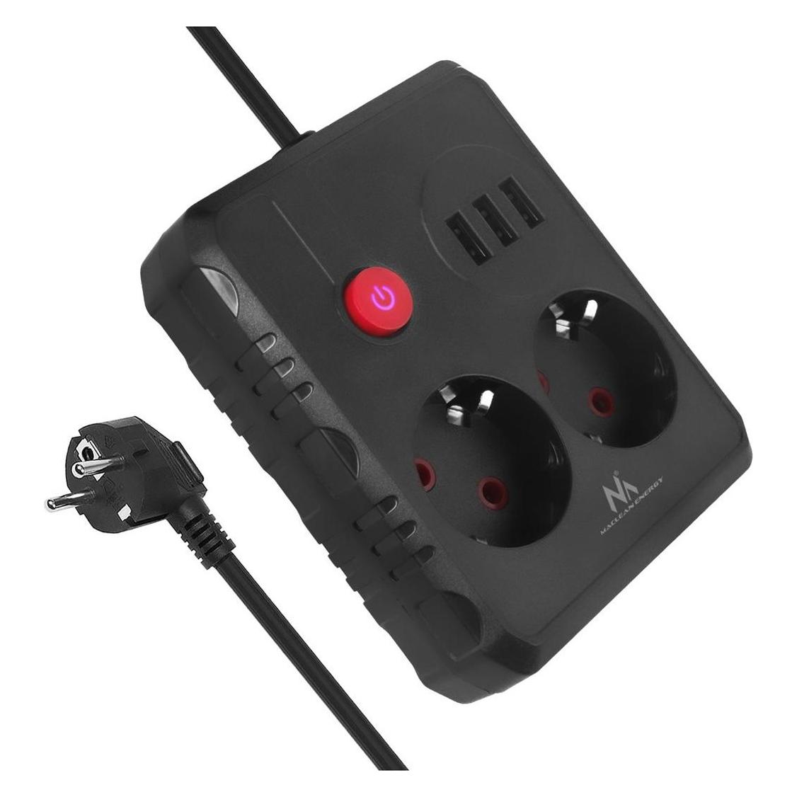 Maclean Steckdosenleiste, Verlängerungskabel, 2 Steckdosen + 3 USB-Anschlüsse (5x, CEE 7/4, 1.50 m) (MCE387 B)
