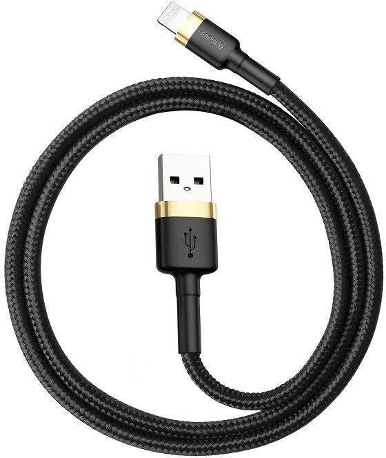 Baseus USB-A naar Lightning oplaadkabel, 2 meter, zwart met goud, CALKLF-CV1