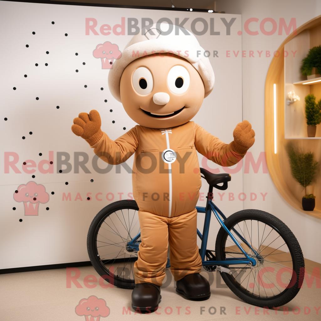 Maskottchen REDBROKOLY eines braunen Einradfahrers mit Windjacke und Beanie