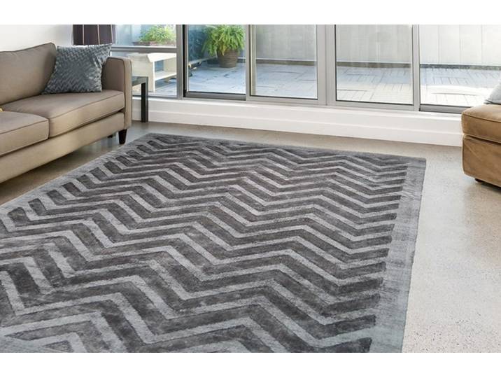 Teppich KAYOOM Luxury 410 Gr. 6, grau (anthrazit), B:200cm H:13mm L:290cm, Viskose, Teppiche, Teppich, Wohnzimmer