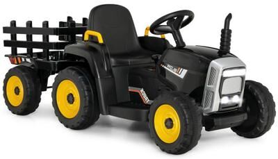 Costway 12V Ride on Tractor with 3-Gear-Shift Ground Loader for Kids 3+ Years Old-Black