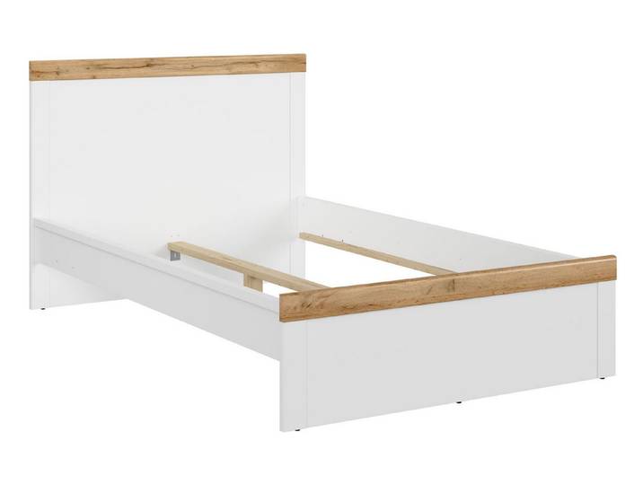 Feldmann-Wohnen Futonbett Holten (Ausführung ohne Bettschubladen, Hochglanz & Holz-Optik, 0-tlg., moderne Optik, Ausführung ohne Bettschubladen, Hochglanz & Holz-Optik), weiß Eiche Wotan Hochglanz Ausführung 120x200cm