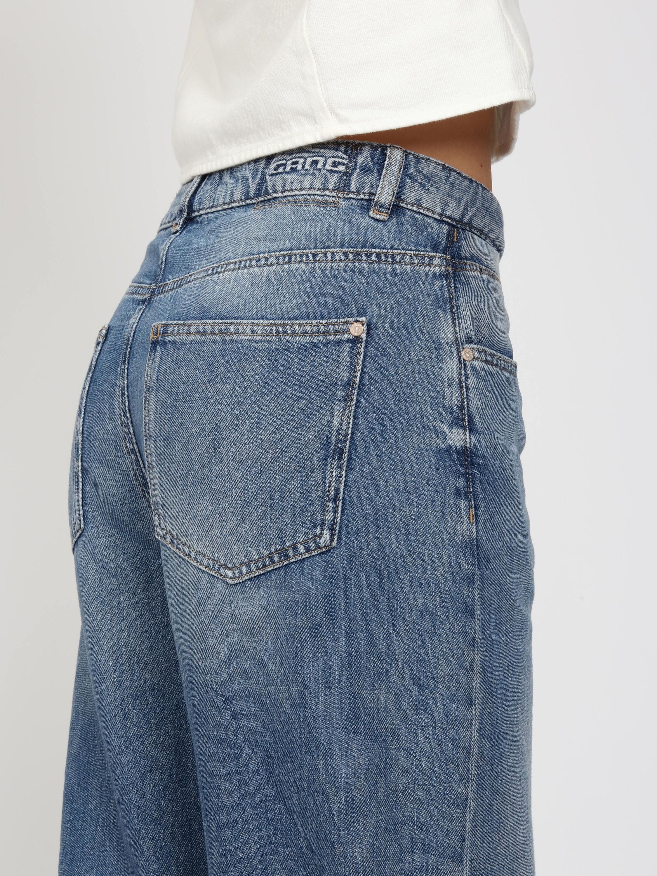 Tapered-fit-Jeans GANG "94SARINA", Damen, Gr. 27, Normalgrößen, blau (authentic waterlines), 100% Baumwolle, unifarben, gerade, unten schmal lang, Jeans, im 5-Pocket-Style