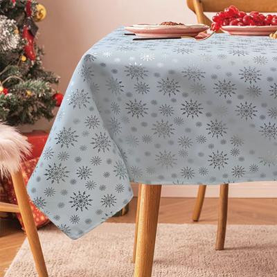 Violet Linen Seasonal Xmas Christmas Holiday European Stars Winter Snowflakes Solid White Pattern Tablecloths